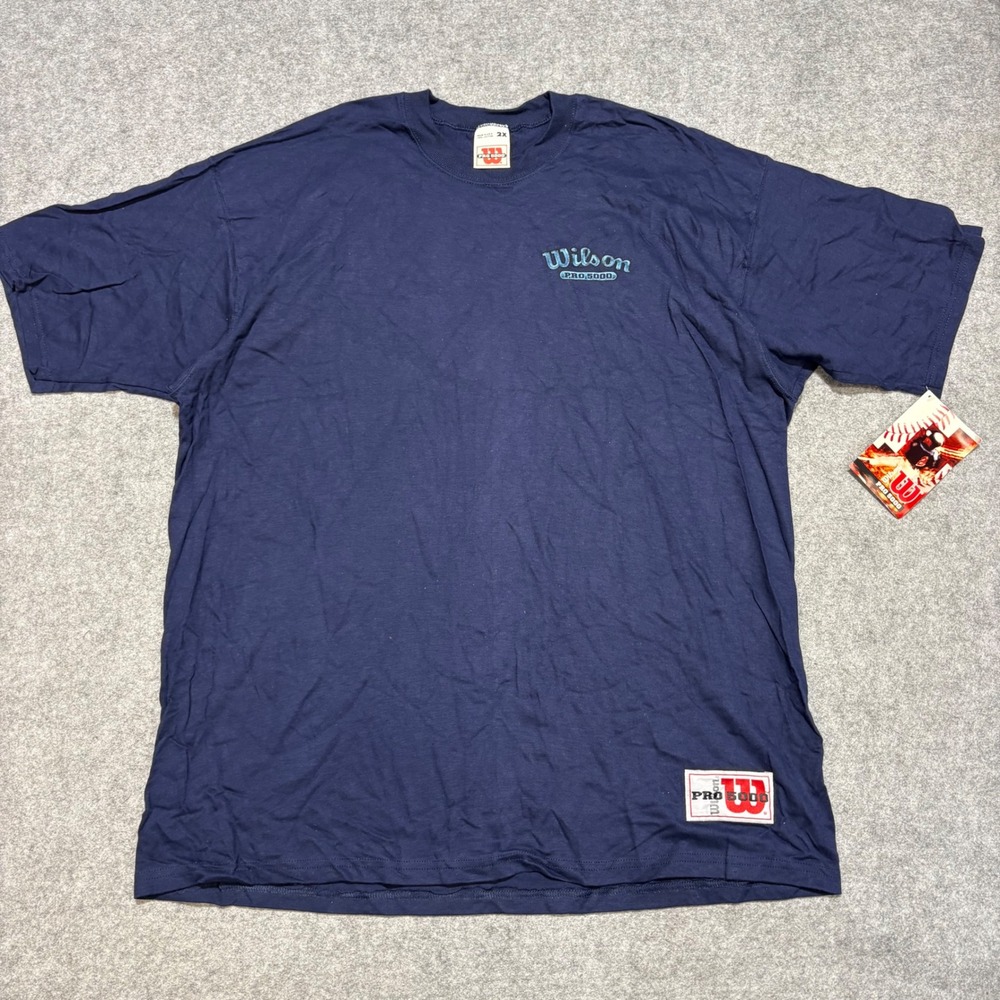 Wilson Pro 5000 Mens T-Shirt 2X Navy Blue Cotton Made in USA NWT 0812
